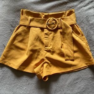 Yellow Belted Shorts